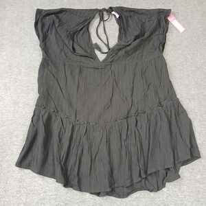 Xhilaration Black Gold‎ Metallic Pinstripe Swim Cover Up Top Medium NWT 5GXG9K